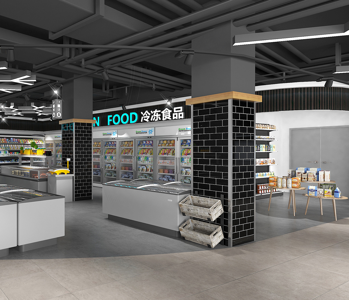 超市貨架冷藏食品區(qū)